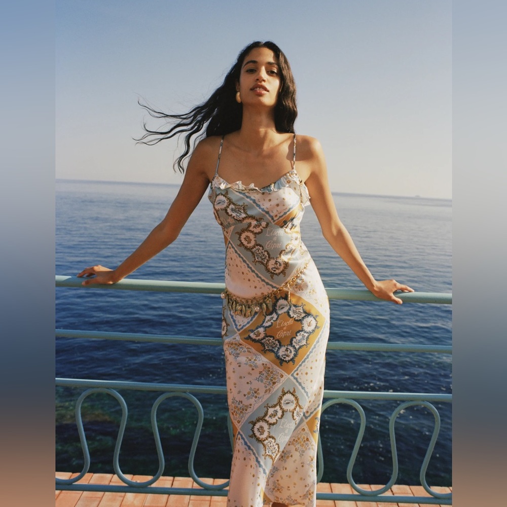 Reformation Aribella Silk Dress in L’Isola Di Capri